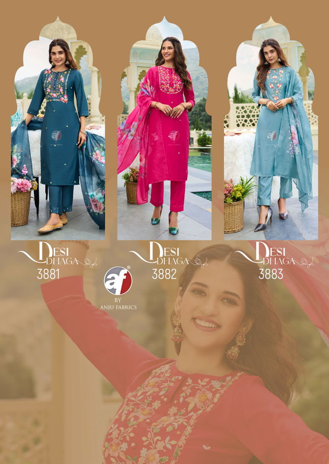 Desi Dhaga By Af Viscose Designer Kurti With Bottom Dupatta Wholesale Shop In Surat